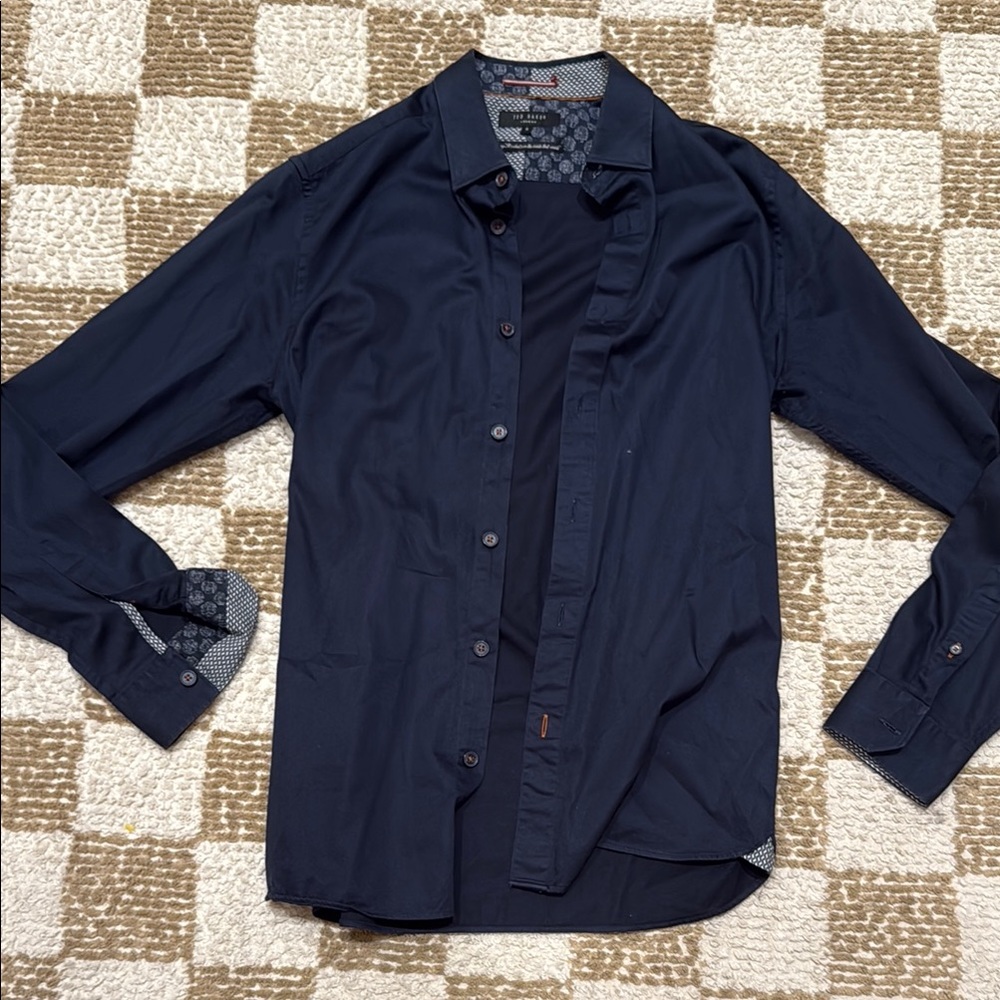 Ted Baker Men's Navy Button-Up Shirt